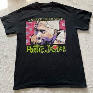 Tupac Poetic Justice Men's Medium Y2K RnB black short sleeve graphic tshirt